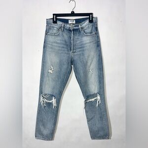 AGOLDE Woman's Mid-Rise Straight Jeans - Distressed/Ripped Sz 27